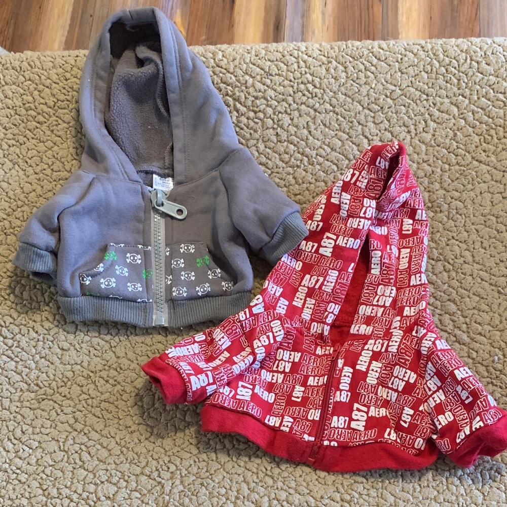 Build-A-Bear Gray and Red Hoodies